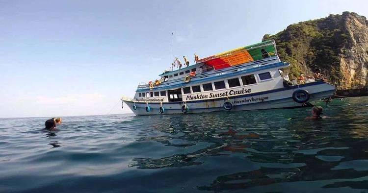 maya bay sunset cruise, plankton swimming from phi phi, sunset cruise phi phi, plankton swimming
