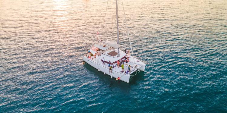 sunset cruise, koh hey, coral island, phuket, sailing catamaran
